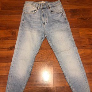 Zara light denim jeans with hemmed edges